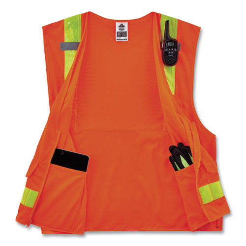 Ergodyne Glowear 8250zhg Class 2 Hi-gloss Surveyors Zipper Vest Polyester Large/x-large Orange