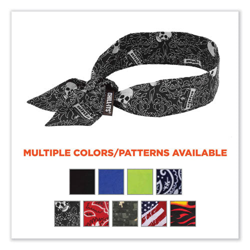 Ergodyne Chill-its 6700 Cooling Bandana Polymer Tie Headband One Size Fits Most Skulls