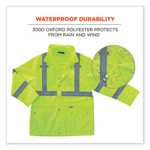 Ergodyne Glowear 8365 Class 3 Hi-vis Rain Jacket Polyester 4x-large Lime