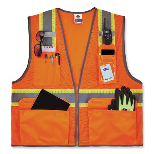 Ergodyne Glowear 8246z Class 2 Two-tone Mesh Reflective Binding Zipper Vest Polyester 2xl/3xl Orange
