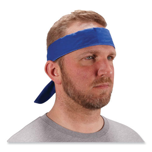 Ergodyne Chill-its 6702 Cooling Embedded Polymers Tie Bandana One Size Fits Most Solid Blue