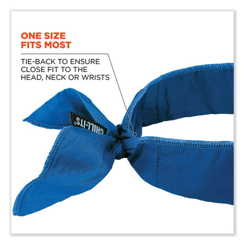 Ergodyne Chill-its 6702 Cooling Embedded Polymers Tie Bandana One Size Fits Most Solid Blue