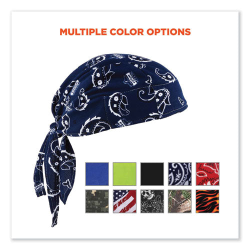 Ergodyne Chill-its 6615 High-performance Bandana Doo Rag W/terry Cloth Sweatband One Size Navy Western