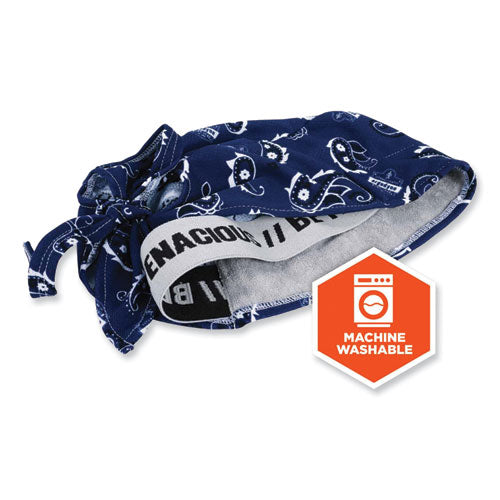 Ergodyne Chill-its 6615 High-performance Bandana Doo Rag W/terry Cloth Sweatband One Size Navy Western