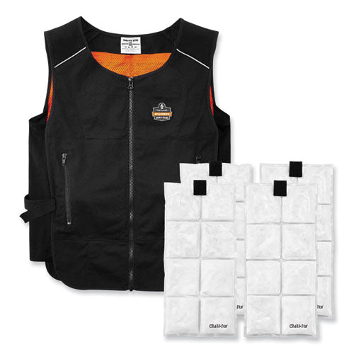 Ergodyne Chill-its 6260 Lightweight Phase Change Cooling Vest W/ Packs Cotton/polyester Large/xl Black