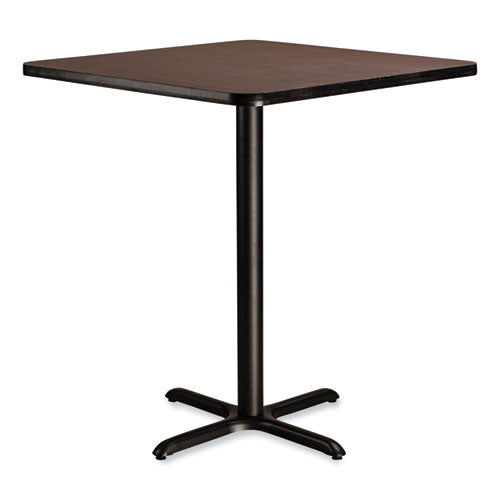 NPS Cafe Table 36wx36dx42h Square Top/x-base Mahogany Top Black Base