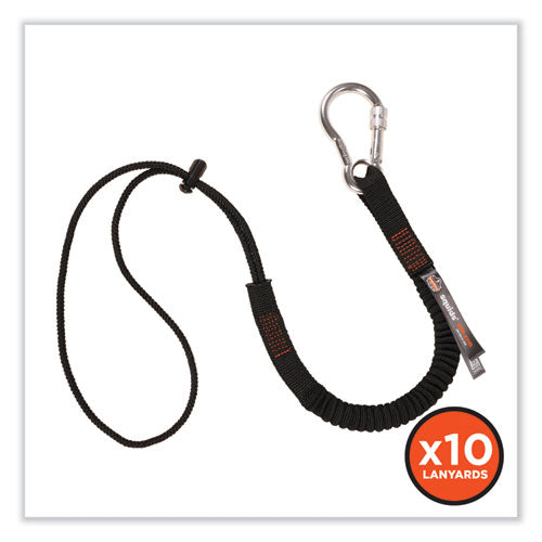 Ergodyne Squids 3105 Tool Lanyard W/aluminum Carabiner+cinch-loop 15lb Max Work Cap32" To 48"black10/pkships In 1-3 Business Days