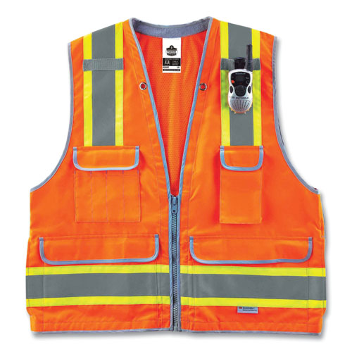 Ergodyne Glowear 8254hdz Class 2 Heavy-duty Surveyors Zipper Vest Polyester Small/medium Orange