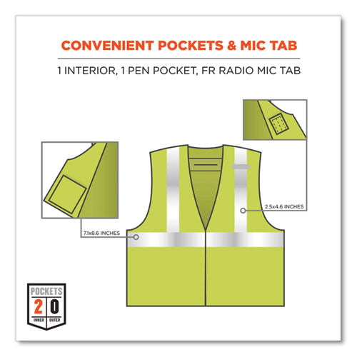 Ergodyne Glowear 8261frhl Class 2 Dual Compliant Fr Hook And Loop Safety Vest Small/medium Lime