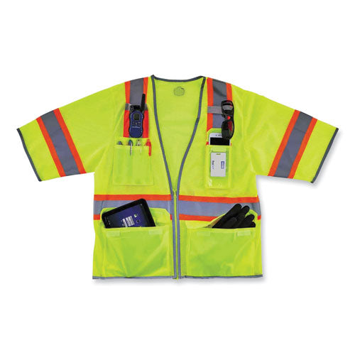 Ergodyne Glowear 8346z Class 3 Two-tone Hi-vis Surveyor Zipper Vest Large/x-large Lime