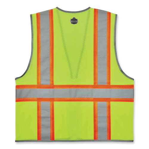 Ergodyne Glowear 8246z Class 2 Two-tone Mesh Reflective Binding Zipper Vest Polyester 4x-large/5xl Lime