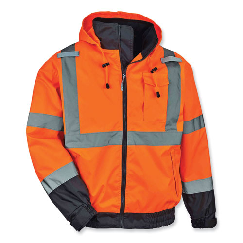 Ergodyne Glowear 8379 Class 3 Hi-vis Fleece Lined Bomber Jacket Orange Large