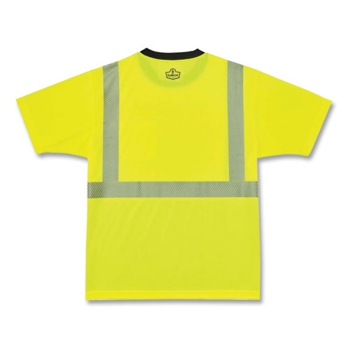 Ergodyne Glowear 8280bk Class 2 Performance T-shirt With Black Bottom Polyester Small Lime