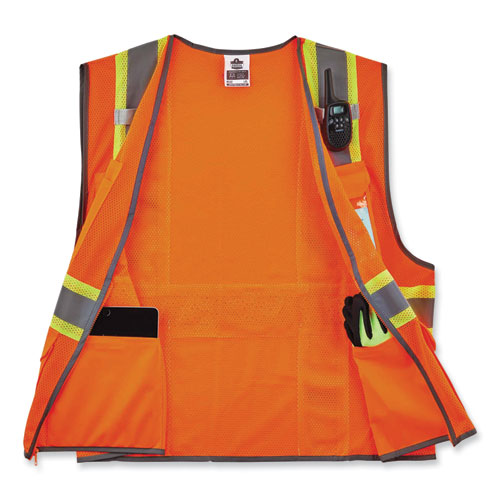 Ergodyne Glowear 8246z Class 2 Two-tone Mesh Reflective Binding Zipper Vest Polyester Large/xl Orange