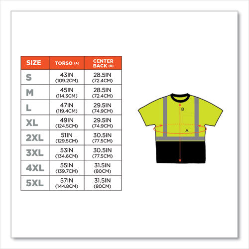 Ergodyne Glowear 8289bk Class 2 Hi-vis T-shirt With Black Bottom Small Lime