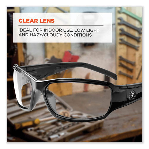 Ergodyne Skullerz Thor Safety Glasses Black Nylon Impact Frame Clear Polycarbonate Lens