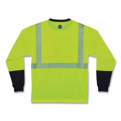 Ergodyne Glowear 8281bk Class 2 Long Sleeve Shirt With Black Bottom Polyester 4x-large Lime