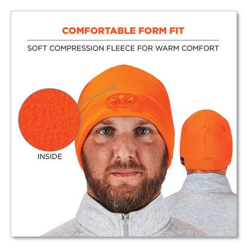 Ergodyne N-ferno 6804 Skull Cap Winter Hat With Led Lights One Size Fits Most Orange