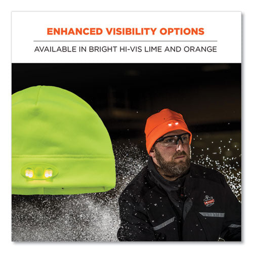 Ergodyne N-ferno 6804 Skull Cap Winter Hat With Led Lights One Size Fits Most Orange