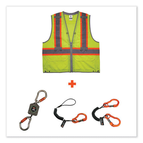 Ergodyne Glowear 8231tvk Class 2 Hi-vis Tool Tethering Safety Vest Kit Polyester 2x-large/3x-large Lime