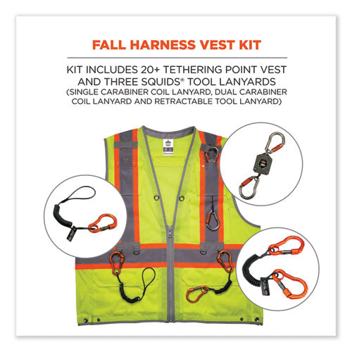 Ergodyne Glowear 8231tvk Class 2 Hi-vis Tool Tethering Safety Vest Kit Polyester 2x-large/3x-large Lime