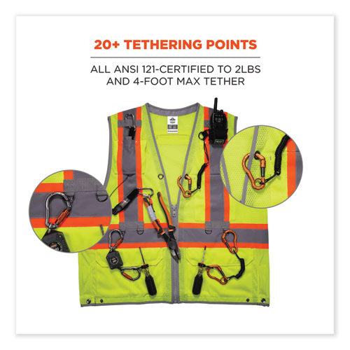 Ergodyne Glowear 8231tvk Class 2 Hi-vis Tool Tethering Safety Vest Kit Polyester 2x-large/3x-large Lime