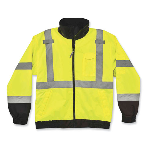 Ergodyne Glowear 8379 Class 3 Hi-vis Fleece Lined Bomber Jacket Lime X-large