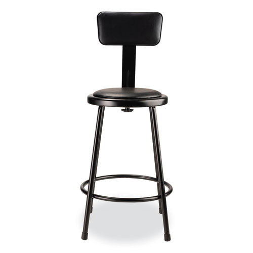 NPS 6400 Series Heavy Duty Vinyl Padded Stool W/backrest Supports 300lb 24" Seat Ht Black Seat/back/baseships In 1-3 Bus Days