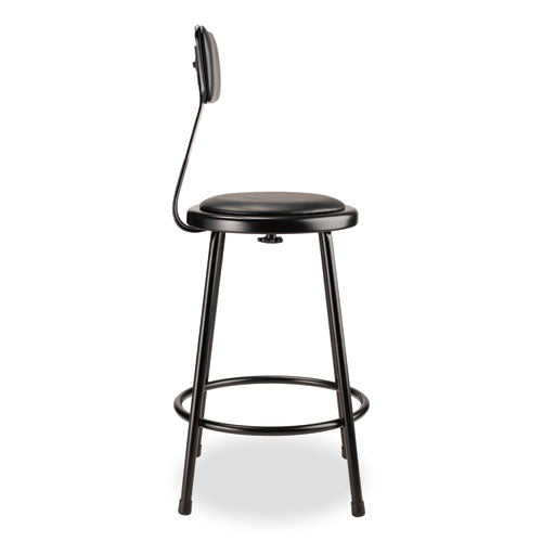 NPS 6400 Series Heavy Duty Vinyl Padded Stool W/backrest Supports 300lb 24" Seat Ht Black Seat/back/baseships In 1-3 Bus Days