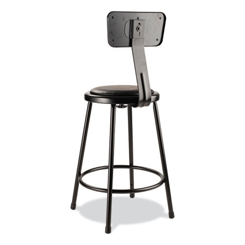 NPS 6400 Series Heavy Duty Vinyl Padded Stool W/backrest Supports 300lb 24" Seat Ht Black Seat/back/baseships In 1-3 Bus Days