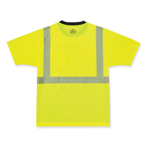 Ergodyne Glowear 8280bk Class 2 Performance T-shirt With Black Bottom Polyester Large Lime