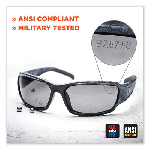 Ergodyne Skullerz Thor Safety Glasses Black Nylon Impact Frame Blue Mirror Polycarbonate Lens
