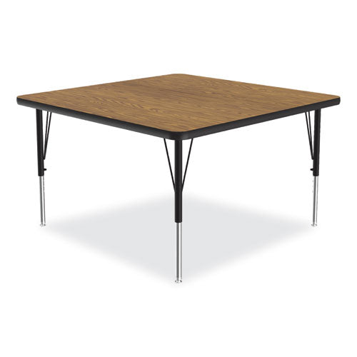 Correll Adjustable Activity Tables Square 48"x48"x19" To 29" Medium Oak Top Black Legs 4/pallet