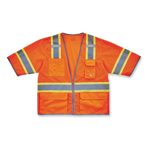 Ergodyne Glowear 8346z Class 3 Two-tone Hi-vis Surveyor Zipper Vest 4x-large/5x-large Orange