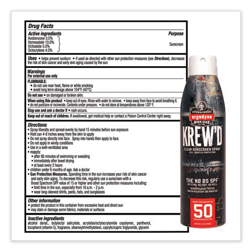 Ergodyne Krewd 6353 Spf 50 Sunscreen Spray 5.5 Oz Can