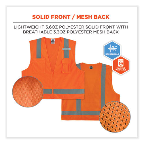 Ergodyne Glowear 8249z Class 2 Economy Surveyors Zipper Vest Polyester Large/x-large Orange