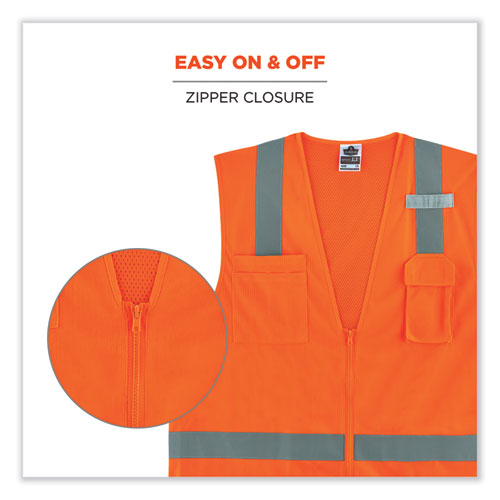 Ergodyne Glowear 8249z Class 2 Economy Surveyors Zipper Vest Polyester Large/x-large Orange