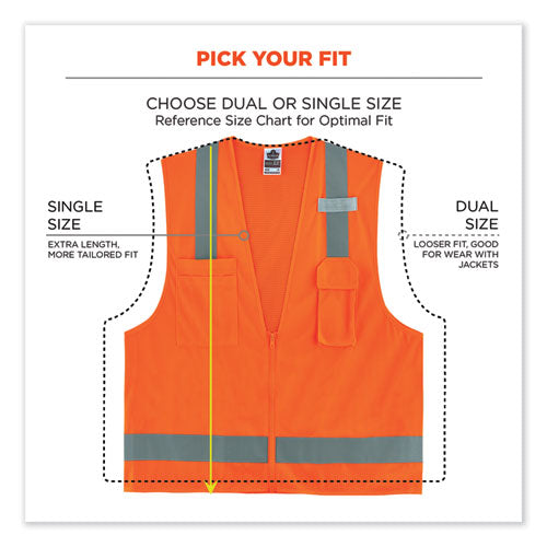 Ergodyne Glowear 8249z Class 2 Economy Surveyors Zipper Vest Polyester Large/x-large Orange