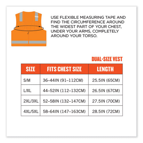 Ergodyne Glowear 8249z Class 2 Economy Surveyors Zipper Vest Polyester Large/x-large Orange