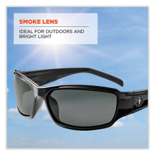 Ergodyne Skullerz Thor Safety Glasses Black Nylon Impact Frame Smoke Polycarbonate Lens