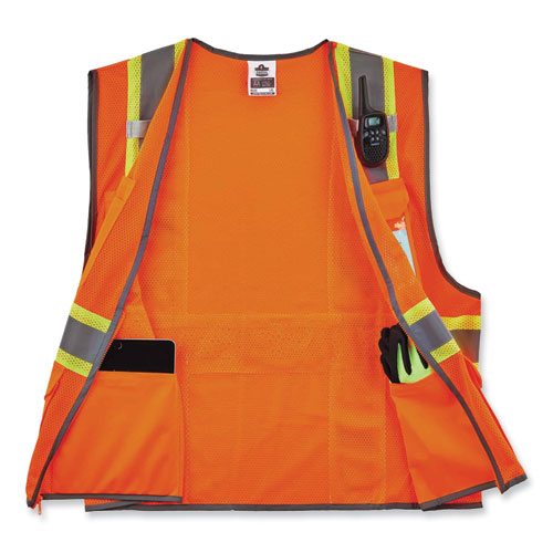 Ergodyne Glowear 8246z Class 2 Two-tone Mesh Reflective Binding Zipper Vest Polyester 4xl/5xl Orange