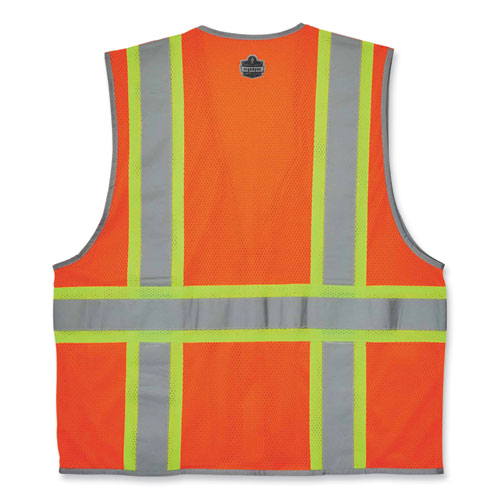 Ergodyne Glowear 8246z Class 2 Two-tone Mesh Reflective Binding Zipper Vest Polyester 4xl/5xl Orange