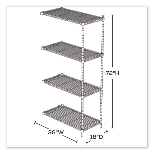 Safco Industrial Add-on Unit Four-shelf 36wx18dx72h Steel Metallic Gray