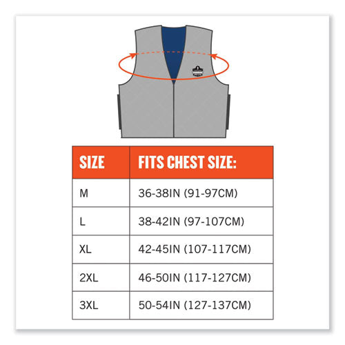 Ergodyne Chill-its 6665 Embedded Polymer Cooling Vest With Zipper Nylon/polymer X-large Gray