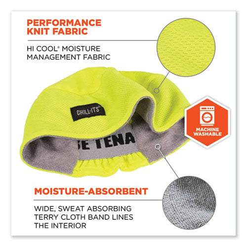 Ergodyne Chill-its 6630 High-performance Terry Cloth Skull Cap Polyester One Size Fits Most Lime