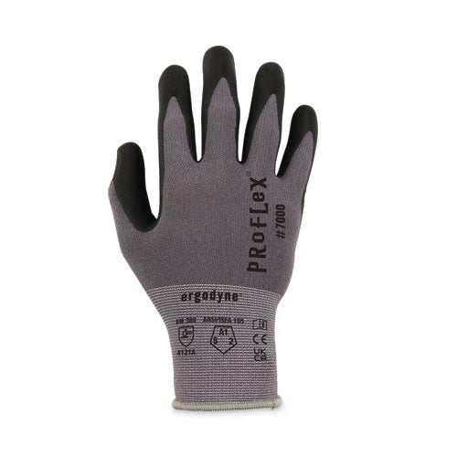 Ergodyne Proflex 7000 Nitrile-coated Gloves Microfoam Palm Gray Small 12 Pairs/pack