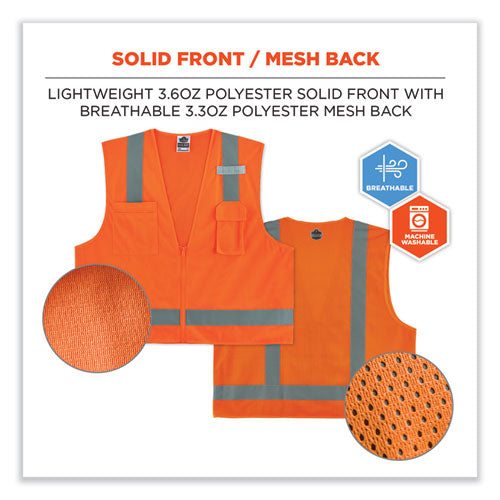 Ergodyne Glowear 8249z-s Single Size Class 2 Economy Surveyors Zipper Vest Polyester 5x-large Orange