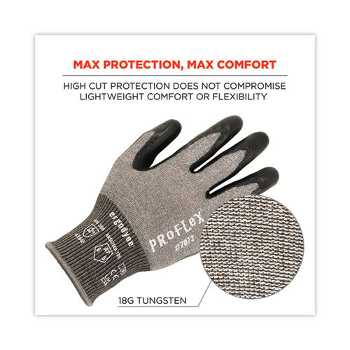 Ergodyne Proflex 7072 Ansi A7 Nitrile-coated Cr Gloves Gray Medium 12 Pairs/pack