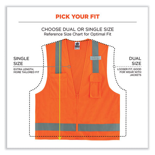 Ergodyne Glowear 8249z-s Single Size Class 2 Economy Surveyors Zipper Vest Polyester 5x-large Orange