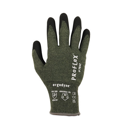 Ergodyne Proflex 7042 Ansi A4 Nitrile-coated Cr Gloves Green Large Pair